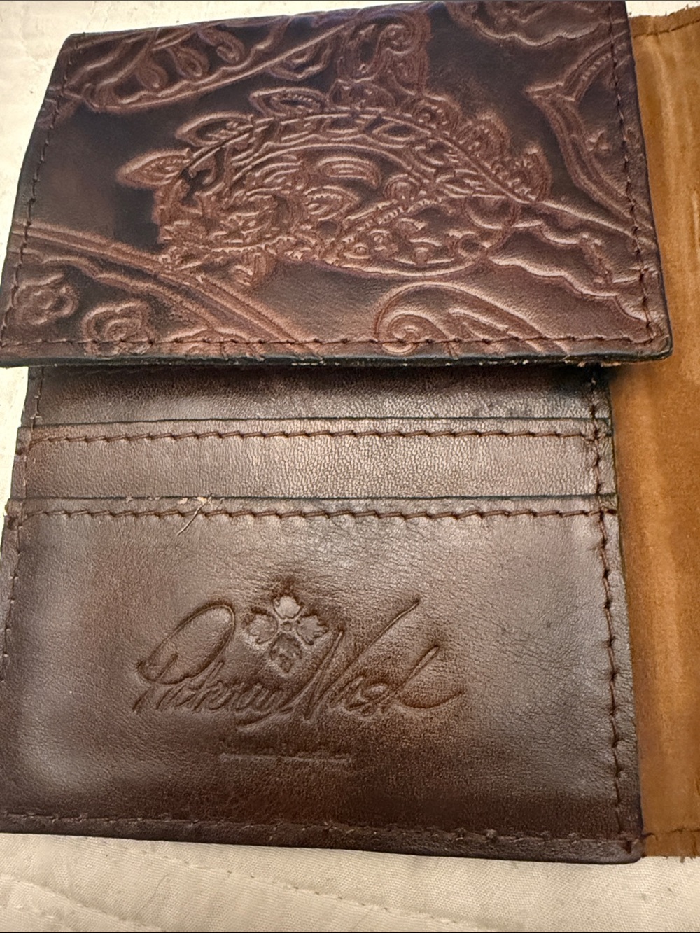 Patricia Nash Passport wallet ; Tooled Leather - Dark Brown - Picture 3 of 5